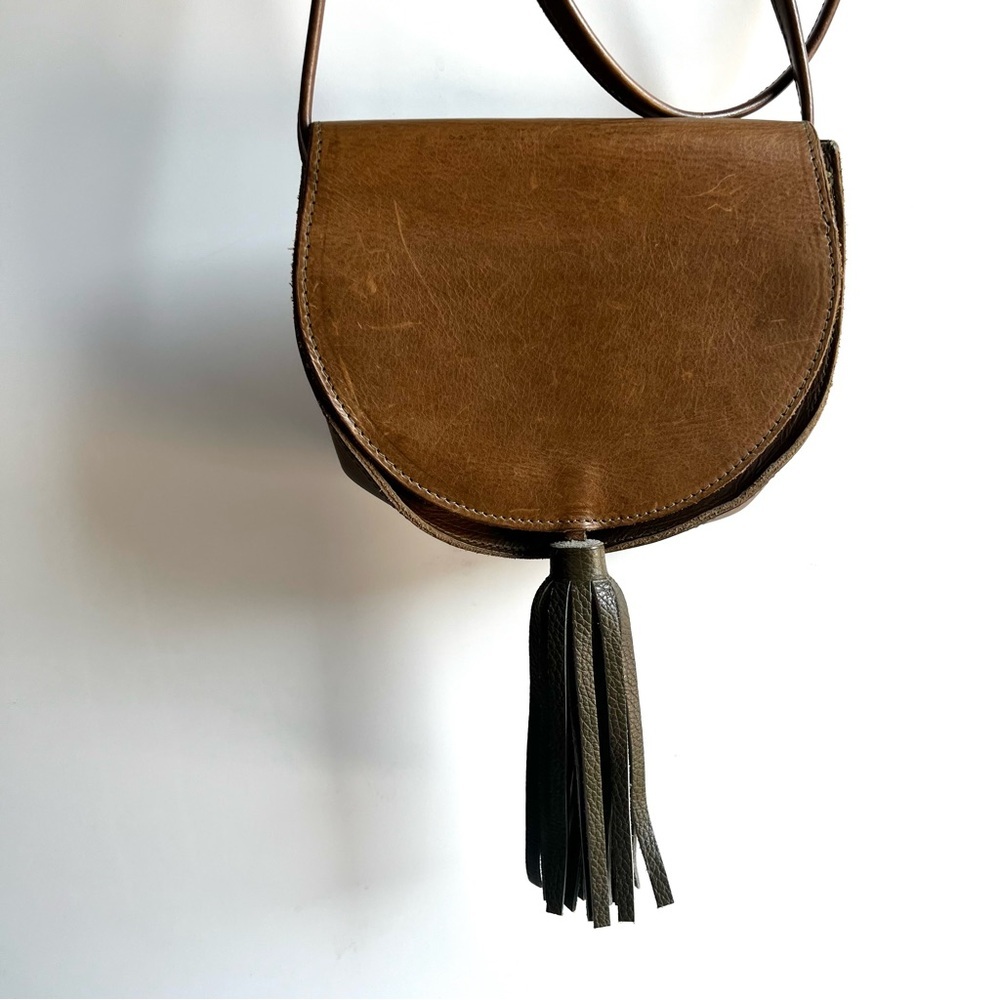 Oliveve Mallory Saddle Bag Brown Greenish Leather